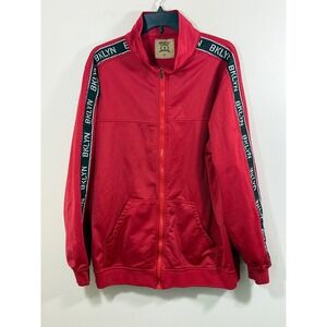 Brooklyn Laundry Men's XL Red Track Jacket BKLYN Logo Tape Y2K Streetwear